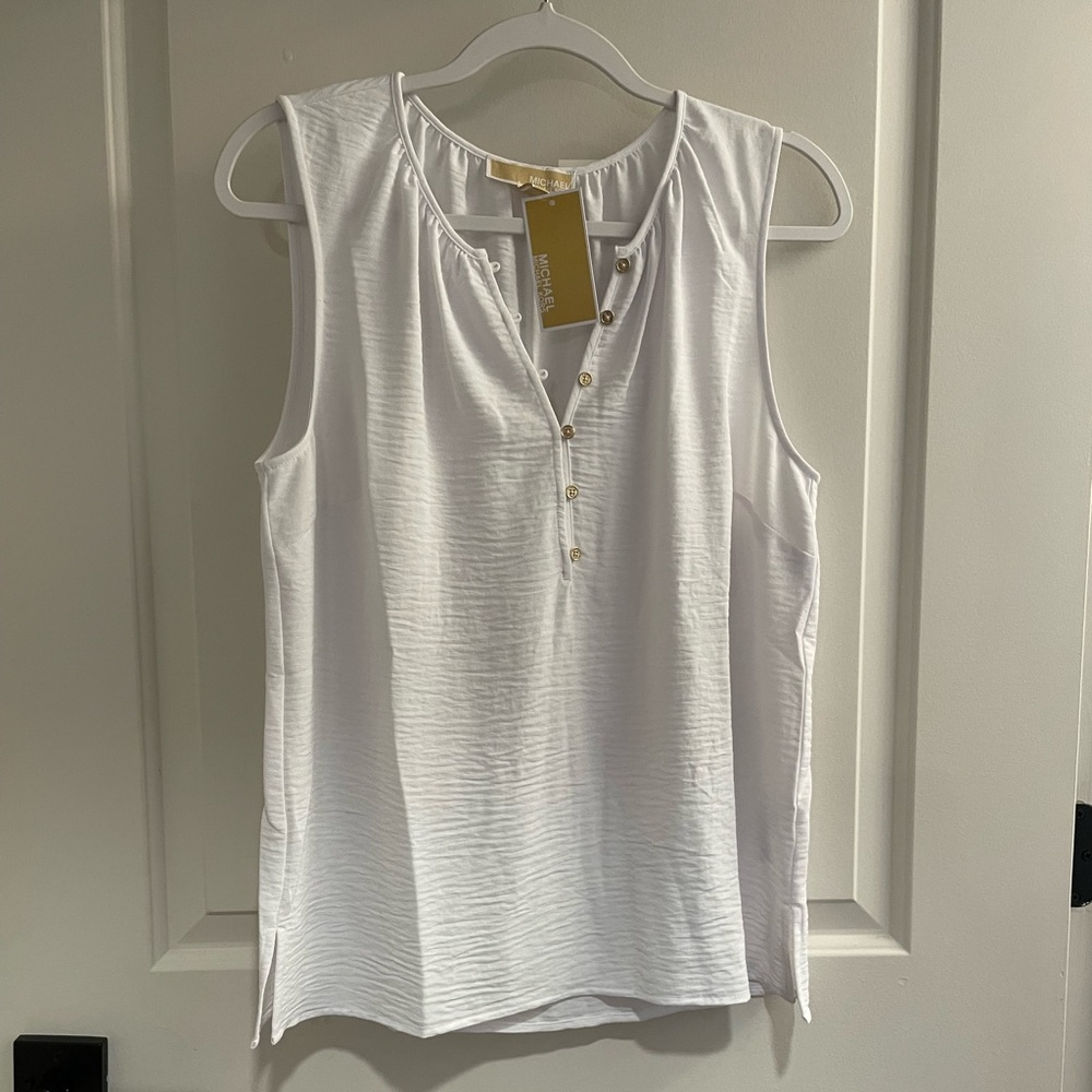 Michael Kors White Sleeveless Polo Tank Top